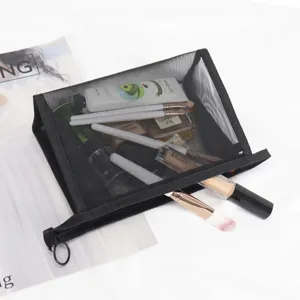 Große Kapazität Dreieck Mesh Kosmetiktasche Tragbare Reißverschluss Make-up Tasche Reise Kosmetik Aufbewahrungstasche Für Frauen