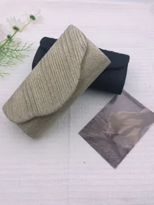 Elegant evening clutch bag set, pleated metallic design, perfect for party and wedding events.