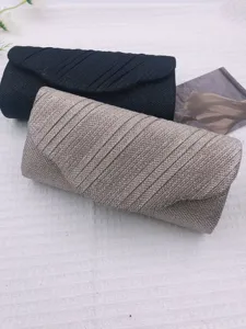 Elegant women evening clutch bags set, sparkling glitter pleated design for parties and weddings.