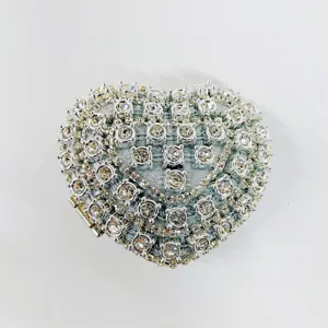 Silver rhinestone heart clutch bag detail, sparkling crystal minaudière evening purse.