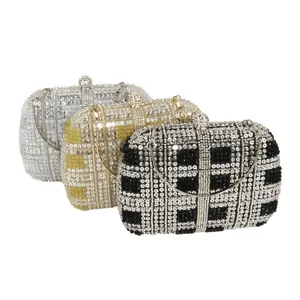 Rhinestone evening clutch bag, sparkling crystal diamond wedding party shoulder handbag for women.