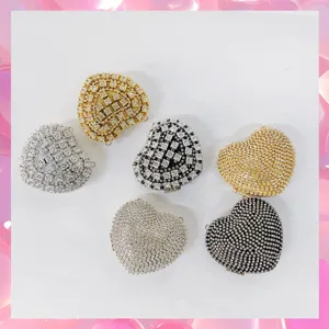 Women Rhinestone Heart Evening Bag Luxury Sparkly Crystal Clutch Purse Wedding Party Handbag Metallic Chain Crossbody Bag