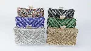 Detail view of sparkly crystal evening clutch bags showcasing exquisite rhinestone embellishments.