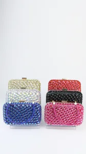 Sparkling crystal evening clutch bags, elegant rhinestone purses with delicate chain.