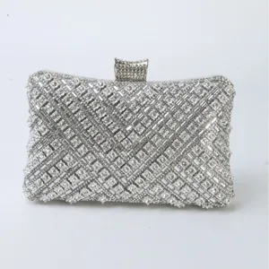 Luxury Rhinestone Evening Bag For Women Metallic Frame Geometric Clutch Sparkling Party Prom Wedding Handbag