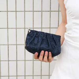 Elegant rhinestone beaded evening clutch bag for women, sparkling diamond handbag for party.