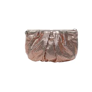 Sparkling rose gold rhinestone clutch bag elegant evening party crossbody shoulder bag