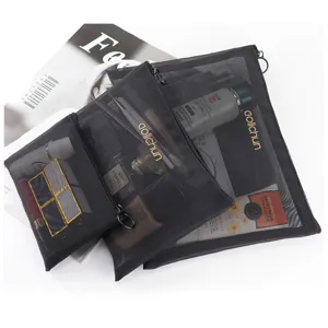Transparent Mesh Cosmetic Bag Travel Portable Makeup Pouch Toiletry Organizer Zipper Storage Bag For Women