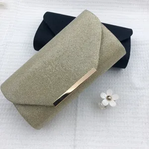 Elegant evening clutch bag set for women, sparkling gold and black design for weddings.