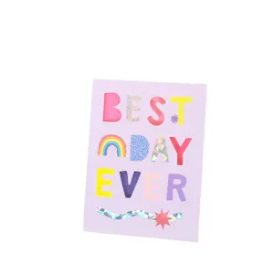 Dopamine color blessing greeting card with cute Best Day Ever text design and nice gift.