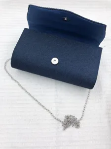 Dark blue glitter evening bag women clutch shoulder chain purse elegant party wedding handbag