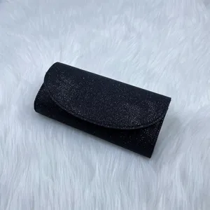 Black glitter evening clutch bag for women elegant wedding party dress shoulder bag.