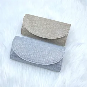 Elegant glitter evening clutch bag set for women, chic flap design in dual colors for parties.