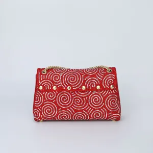 Red rhinestone evening bag luxury crystal shoulder crossbody underarm purse for women party