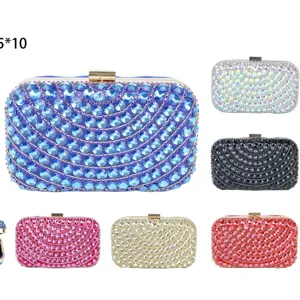 Women Luxury Rhinestone Evening Bag Fashion Elegant Clutch Purse Wedding Banquet Party Handbag Metal Frame Sparkly Hand Bag