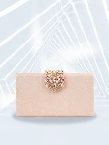 Glitter evening clutch bag with sparkling crystal rhinestone clasp for party banquet dresses.