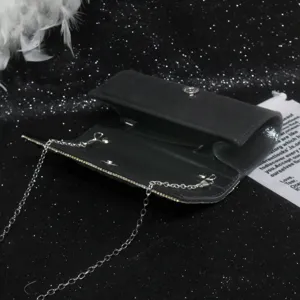 Handmade rhinestone evening bag luxury black clutch purse stylish party cross body bag for women