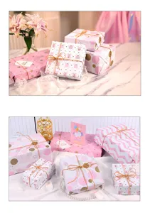 Papier cadeau métallique rose pour fête d'anniversaire décoration de présent de vacances