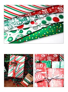 Kerstcadeaupapier rol metaalfolie feestelijke patronen kerstfeest benodigdheden verpakking