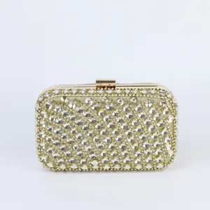 Luxury Rhinestone Evening Bag For Women Sparkly Crystal Clutch Purse Elegant Party Prom Wedding Handbag Metallic Frame