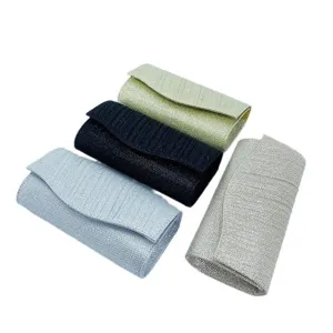 Elegant pleated glitter evening clutch bag for women party banquet shoulder handbag 4 colors