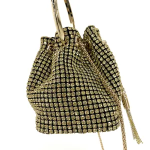 Rhinestone bucket bag evening clutch glamorous sparkling crystal handbag for women