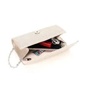 Elegante pochette da sera glitterata da donna, con catena chic e spazioso interno.