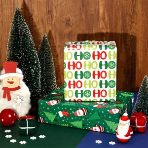 Kerstmis inpakpapier rol decoratief cadeaupapier voor feestdagen kerstman sneeuwman