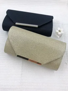 Elegant glitter evening clutch bag for women, stylish metallic bar wedding party handbag.