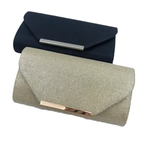 Elegante glitter evening clutch bag for women, stylish wedding party bag with metal bar.