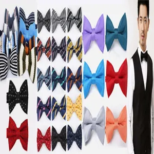 Classic men's striped and polka dot bow ties for business and wedding events.