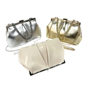 Elegant metallic frame evening clutch bags with chain straps for women party wedding.