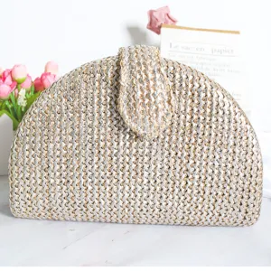 Dames Avondtas Pailletten Geweven Schelpvorm Clutch Tas Mode Stedelijk Minimalistisch Banket Handtas Elegante Feesttas