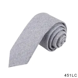 Grey striped men's tie, classic textured business necktie for formal wear and daily.