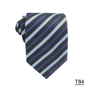 Classic striped men's necktie for business formal wear, high quality silk feel fabric.