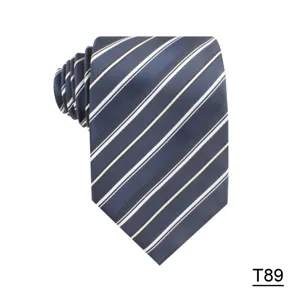 Classic Navy Blue Striped Men's Tie Business Formal Wear Professional Necktie Style