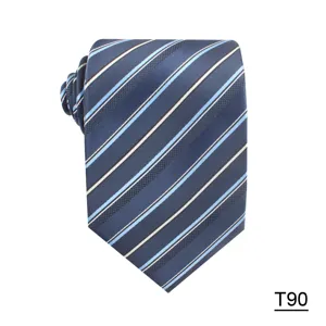 Classic striped men's necktie for business and formal wear, stylish blue silk tie.