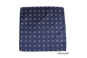 Herren dunkelblaue Anker Print Einstecktuch, klassisches Anzug Stofftuch Detailansicht.