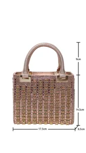 Elegant rhinestone evening handbag for women, luxury crystal shoulder bag design.
