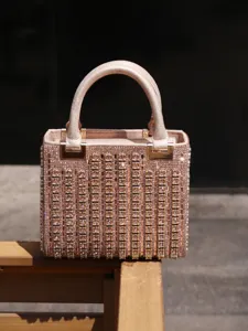 Luxurious crystal evening handbag with structured design and shimmering rhinestones.