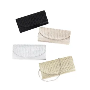 Elegant glitter evening clutch bag set with chain strap for women wedding party dress prom.