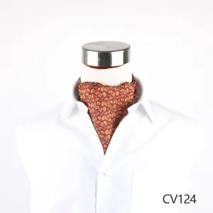 Cravatta di Seta da Uomo Paisley Ascot Cravatta Vintage Rosso Foulard Seta Affari Formale