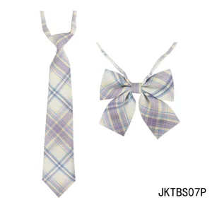 Ensemble cravate et nœud papillon à carreaux style JK japonais, accessoire de cou mignon.