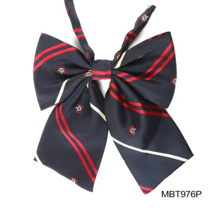 JK uniform bow tie college style navy blue red striped polyester ribbon neckwear accessory