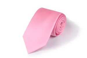 Nahaufnahme einer klassischen rosa Polyester-Seidenkrawatte mit feiner diagonalen Textur.