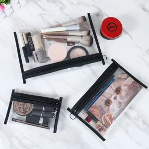 Transparent Waterproof Makeup Bag Large Capacity Travel Toiletry Organizer Clear TPU Cosmetic Pouch For Women