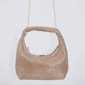 Glänzende Strass Abendtasche für Damen, elegante Party Schultertasche mit edler Kette.