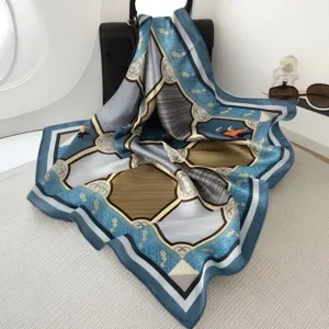 Luxury silk square scarf for women, elegant printed floral design, versatile fashion accessory.