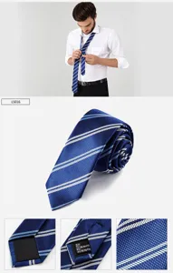 Blue striped mens tie 6cm narrow necktie fashion business casual suit accessories new
