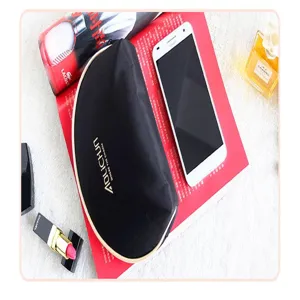 Bolsa de maquillaje impermeable de viaje estuche cosmético portátil negro con cierre de cremallera